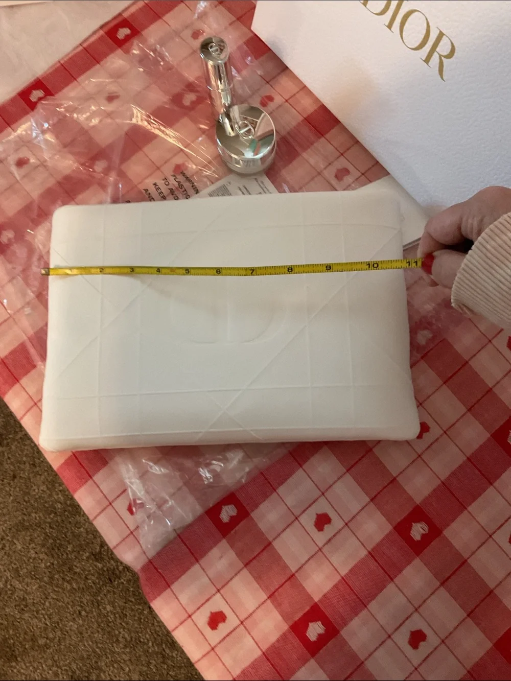 Dior White Quilted Cosmetic Pouch with Skincare Minis
